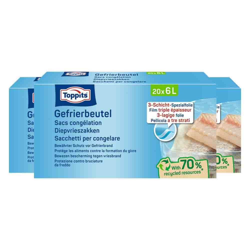 3x Toppits Diepvrieszakjes 6 liter 20 stuks