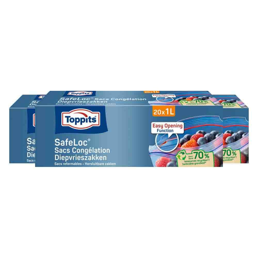 3x Toppits Diepvrieszakjes 1 liter 20 stuks