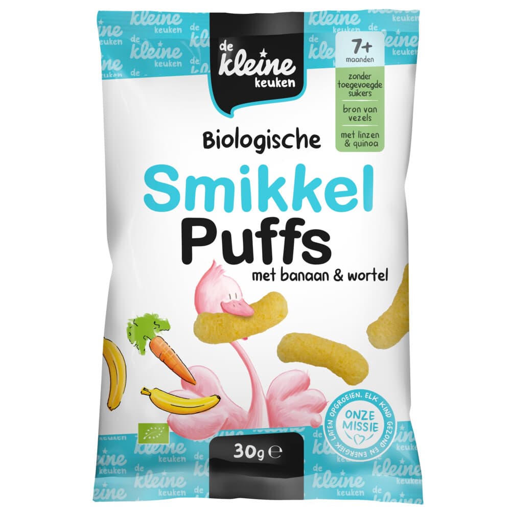 de Kleine Keuken Bio Smikkel Puffs Banaan&Wortel 30 gr