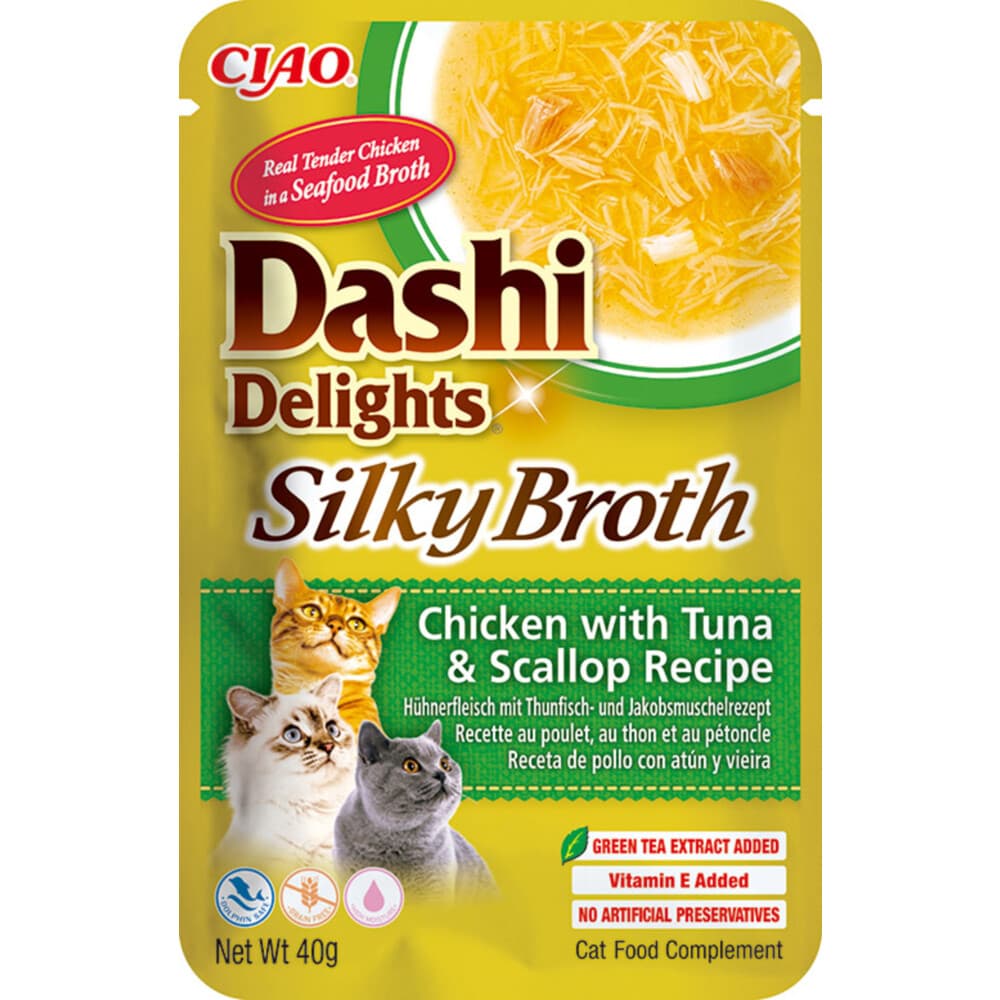 Ciao Dashi Delights Silky Broth Kattenvoer Nat Chicken&Tuna&Scallop 40 gr