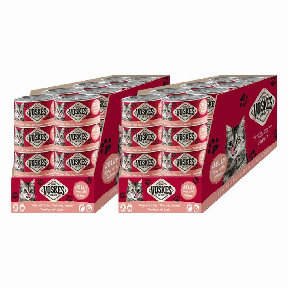 48x Voskes Kattenvoer Nat Tonijn met Zalm 85 gr