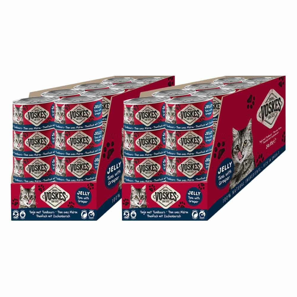 48x Voskes Kattenvoer Nat Tonijn met Tandbaars 85 gr