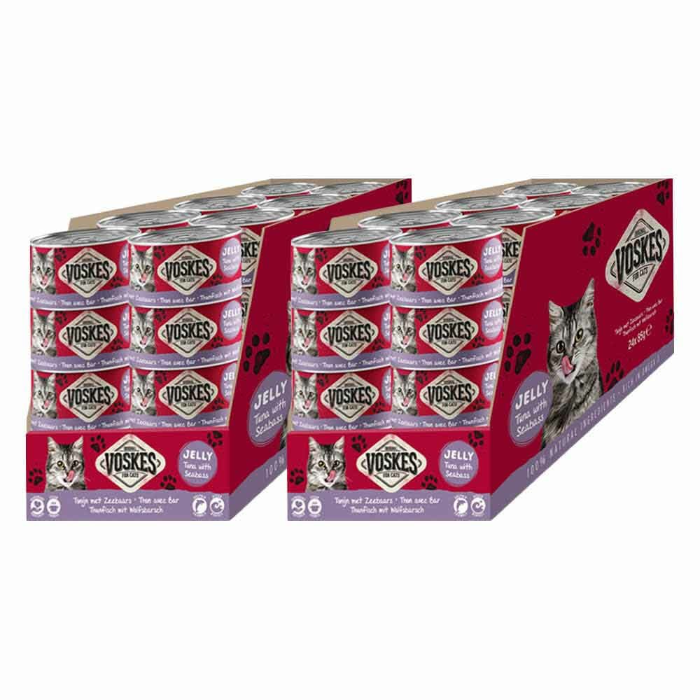 48x Voskes Kattenvoer Nat Tonijn met Zeebaars 85 gr