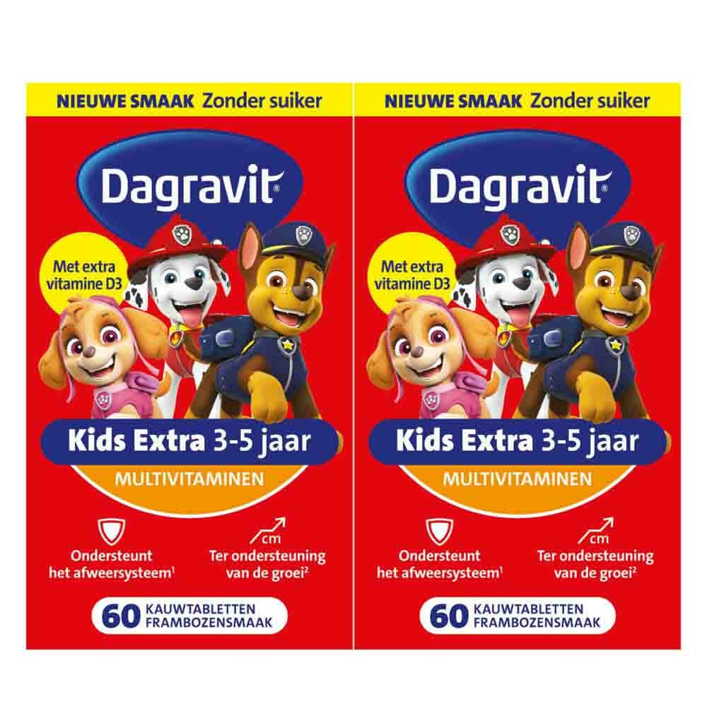 Gratis Verzending: 2x Dagravit Multivitamine Kids Extra 3-5 Jaar Paw Patrol 60 Kauwtabletten