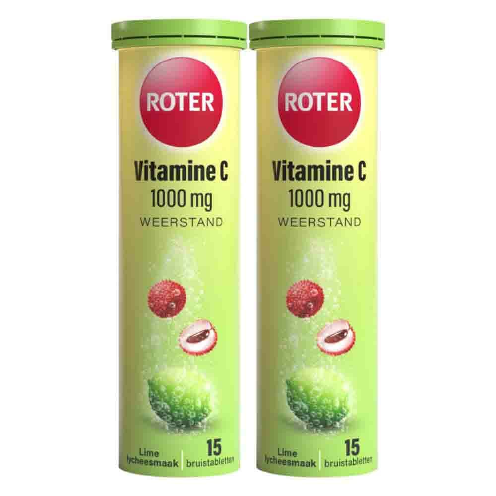 Gratis Verzending: 2x Roter Vitamine C 1000 mg Lime- Lychee 15 bruistabletten