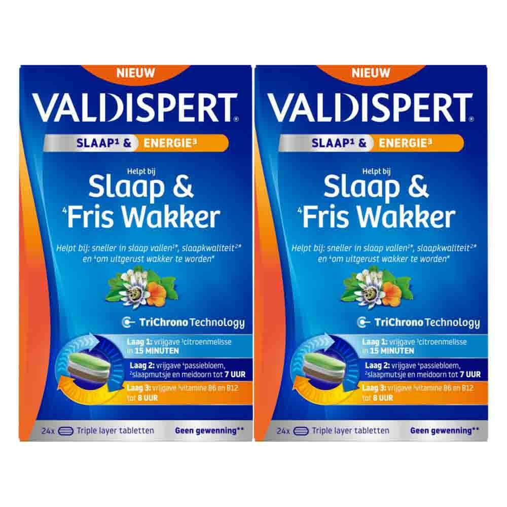 Gratis Verzending: 2x Valdispert Slaap&Fris Wakker 24 tabletten