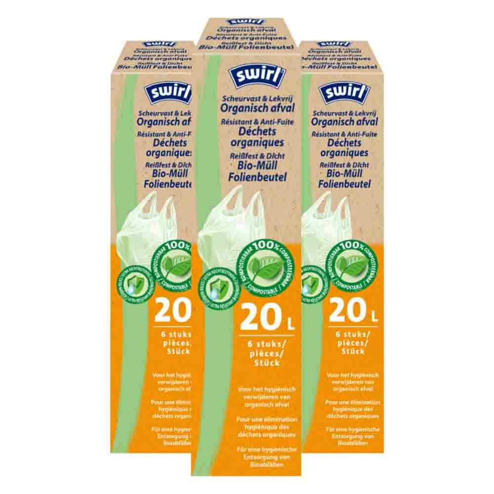 3x Swirl Pedaalemmerzakken Bio 20 liter 6 stuks