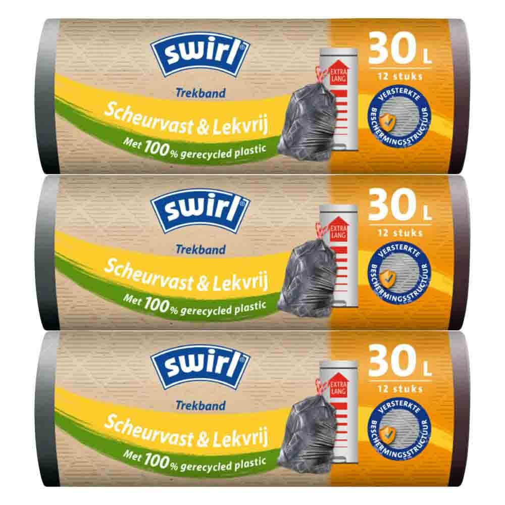 3x Swirl Afvalzakken met Trekband 30 liter 12 stuks