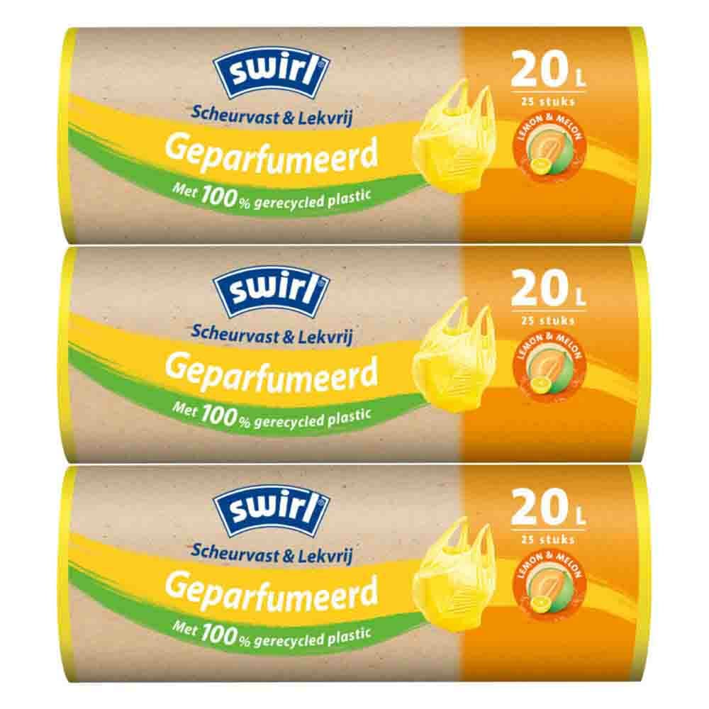 3x Swirl Pedaalemmerzakken Geparfumeerd met Handvat 20L 25 stuks