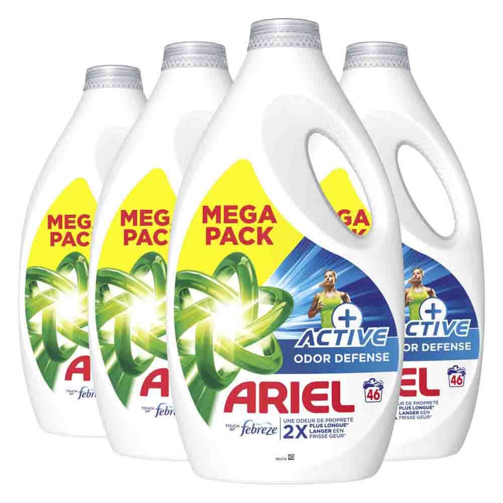 4x Ariel Vloeibaar Wasmiddel +Active Odor Defense 46 Wasbeurten 2070 ml