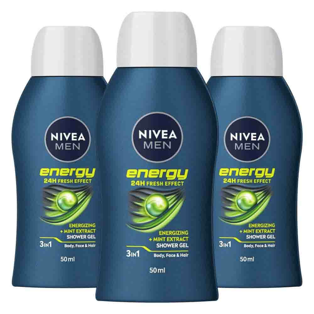3x NIVEA Men Douchegel Energy Mini Reisformaat 50 ml