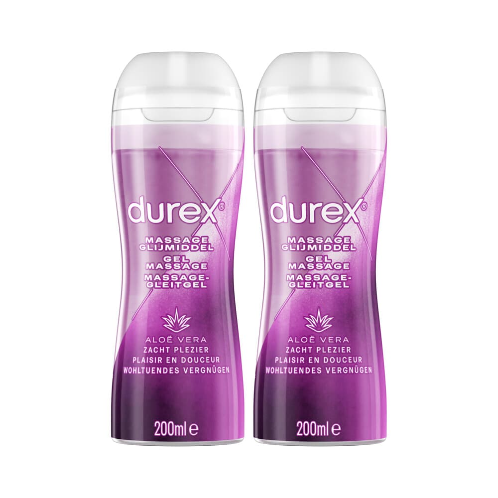 2x Durex Massage glijmiddel 2 In 1 Aloë Vera 200 ml