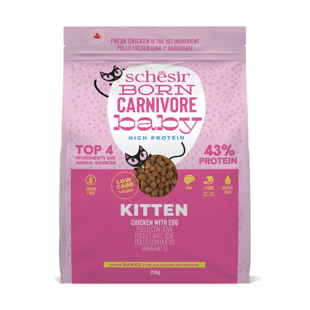8x Schesir Born Carnivore Kitten Kattenvoer Chicken&Egg 255 gr