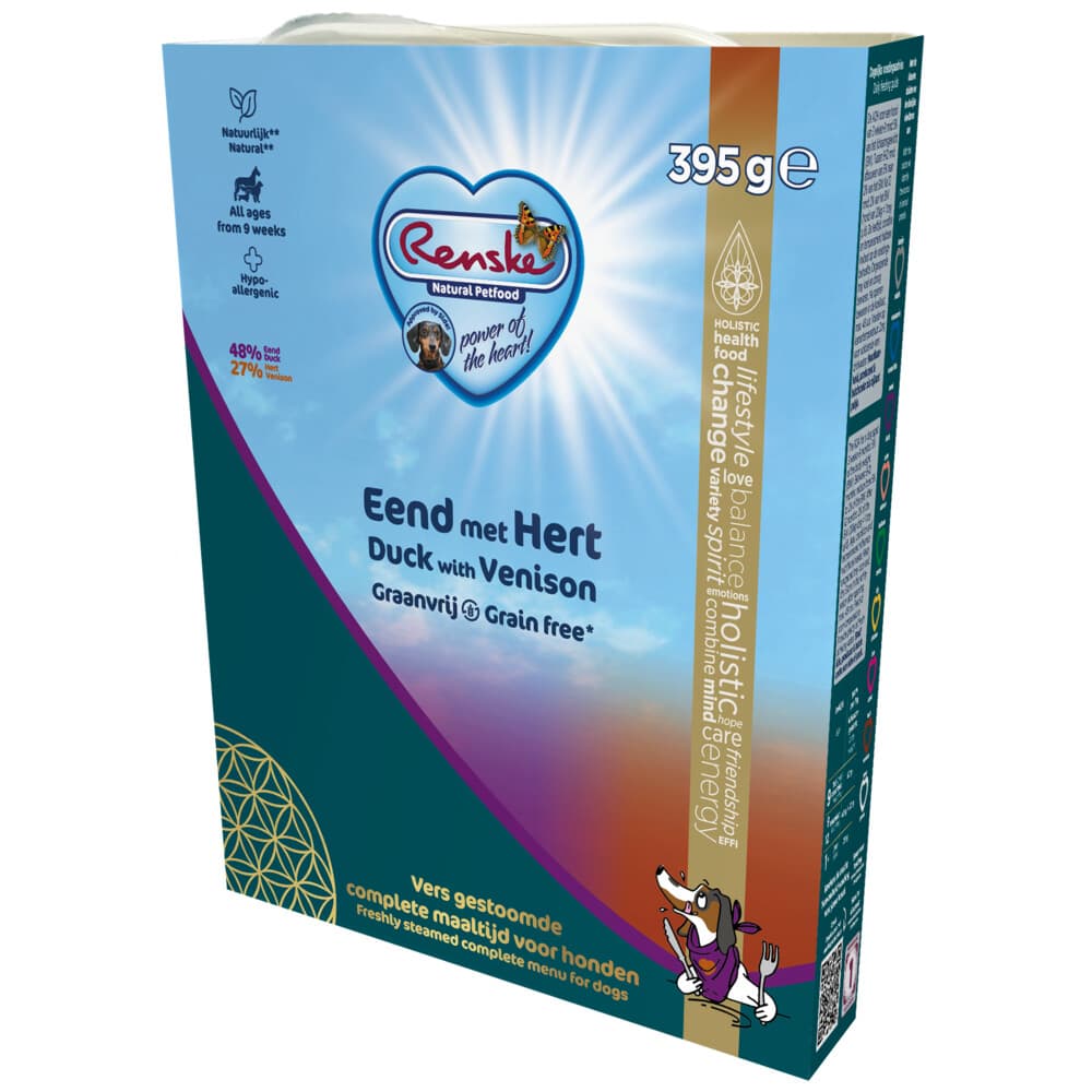 Renske Vers Gestoomd Complete Menu Hondenvoer Nat Eend&Hert Graanvrij 395 gr