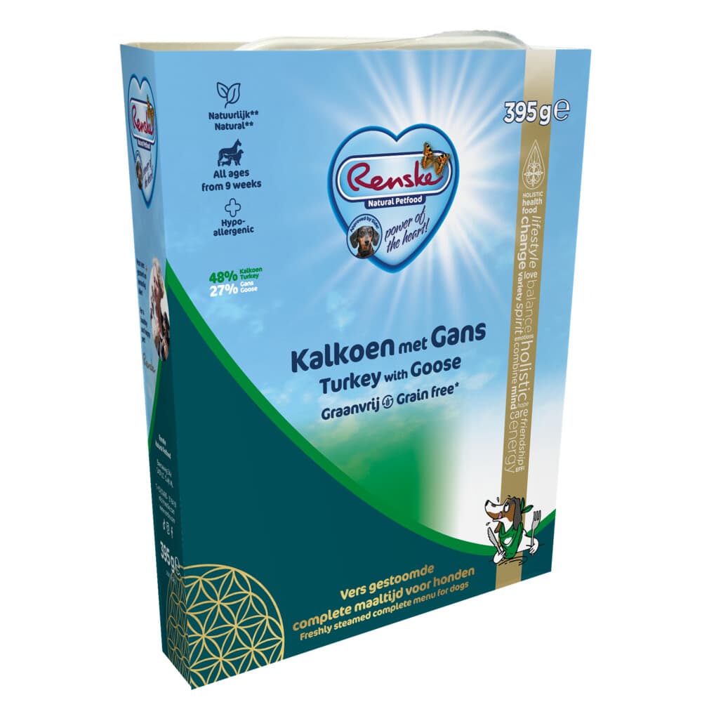 Renske Vers Gestoomd Complete Menu Hondenvoer Nat Kalkoen&Gans Graanvrij 395 gr