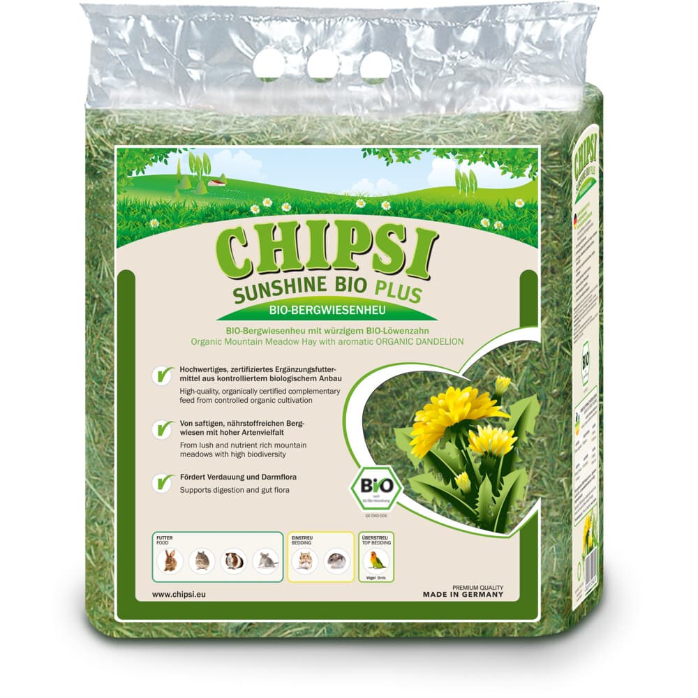 Chipsi Sunshine Bio Plus Weidehooi Paardenbloem 600 gr