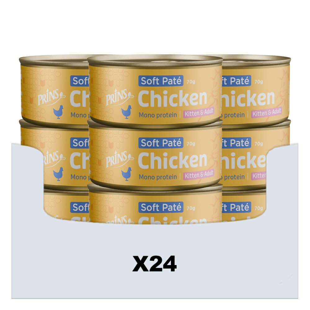24x Prins Soft Paté Kattenvoer Nat Kip 70 gr