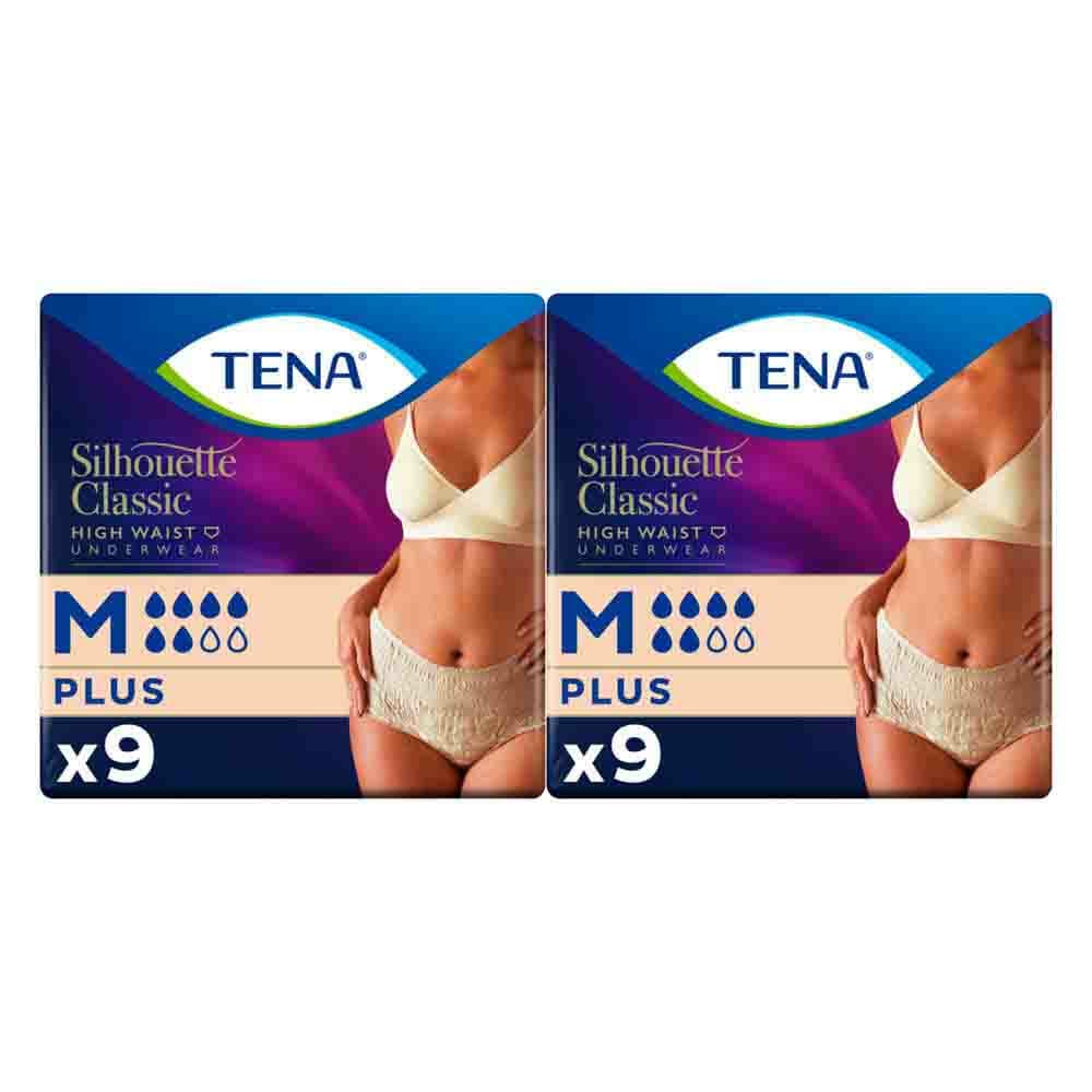 2x TENA Silhouette Classic Underwear High Waist Blanc Plus M 9 stuks