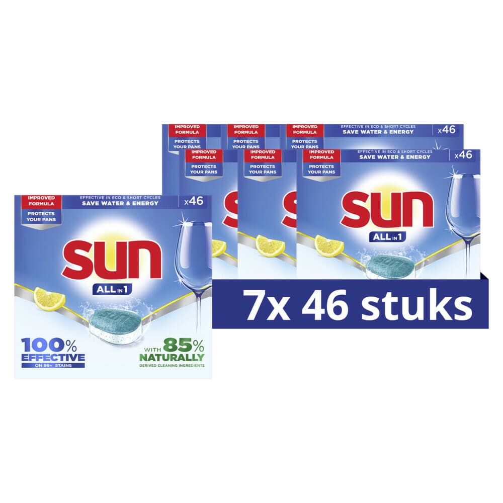 7x Sun Vaatwastabletten All-in-1 Citroen 46 stuks