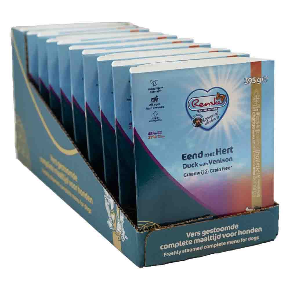 10x Renske Vers Gestoomd Complete Menu Hondenvoer Nat Eend&Hert Graanvrij 395 gr