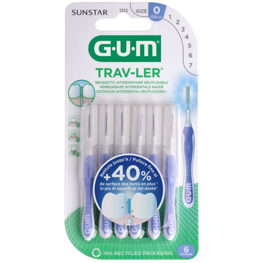 3x GUM Trav-Ler Ragers Lavendel 0.6mm 6 stuks