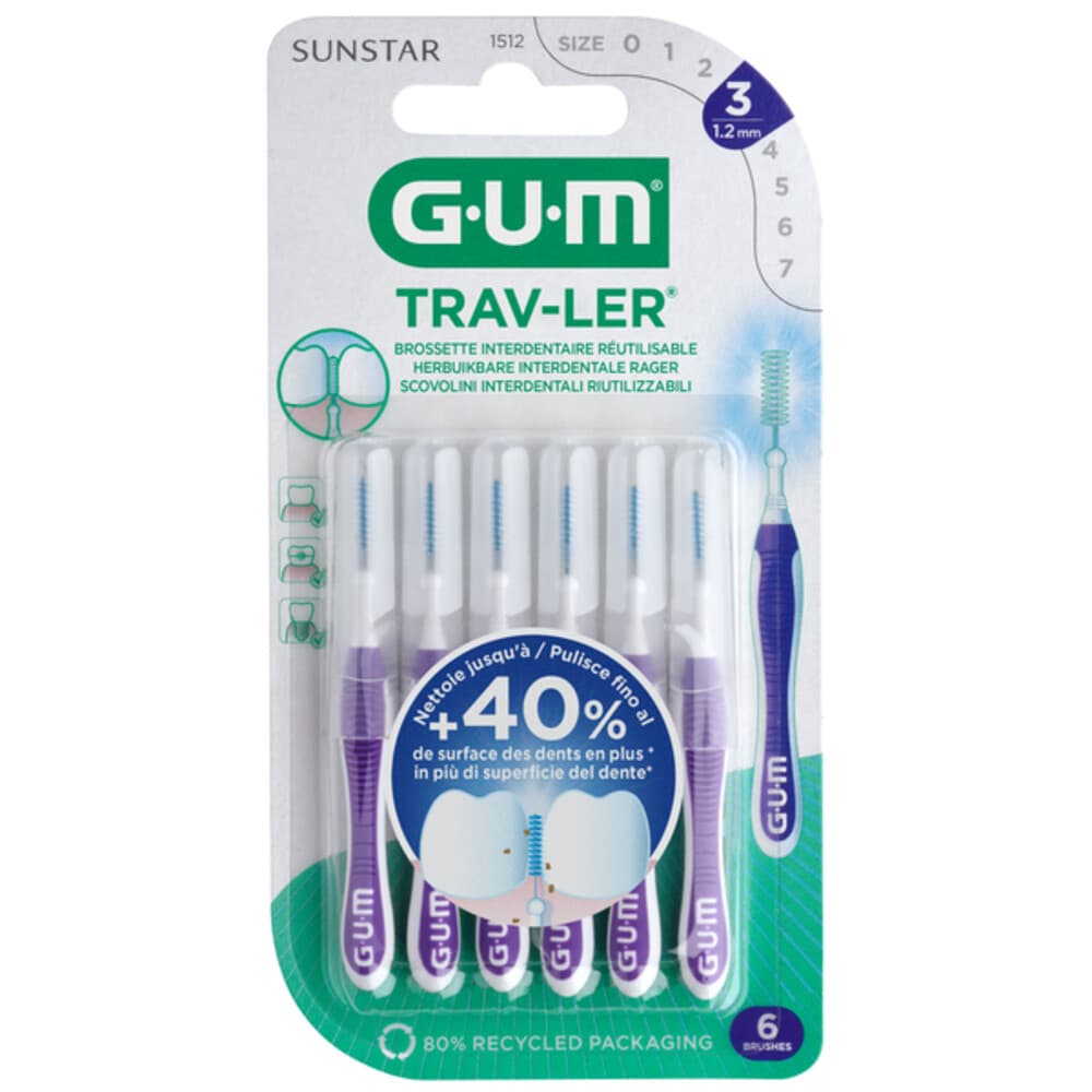 3x GUM Trav-Ler Ragers Paars 1.2mm 6 stuks