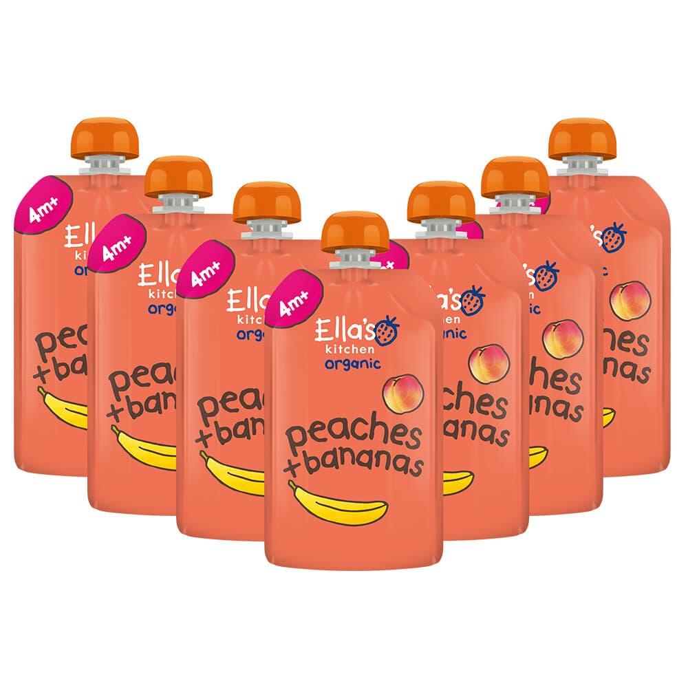 7x Ella's Kitchen Knijpzakje 4+ m Perzik Banaan 120 gr