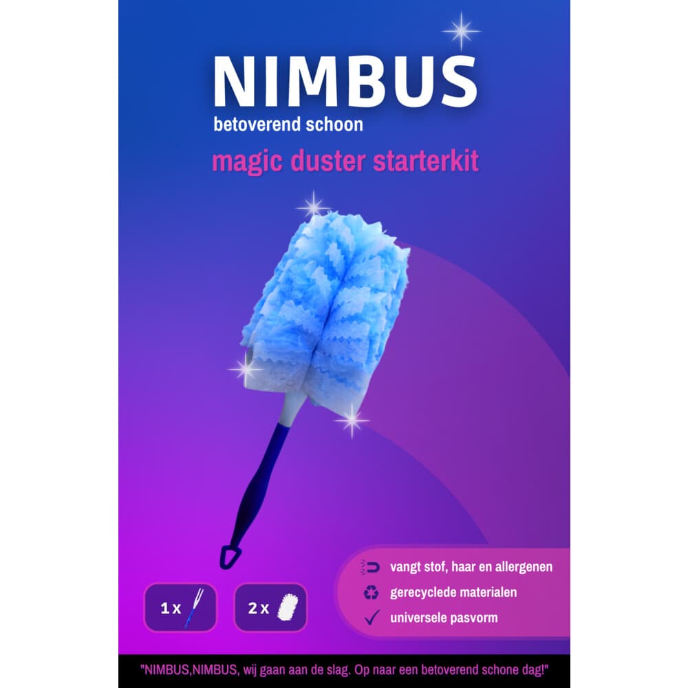12x NIMBUS Magic Duster Handvat + 2 Navullingen 1 set