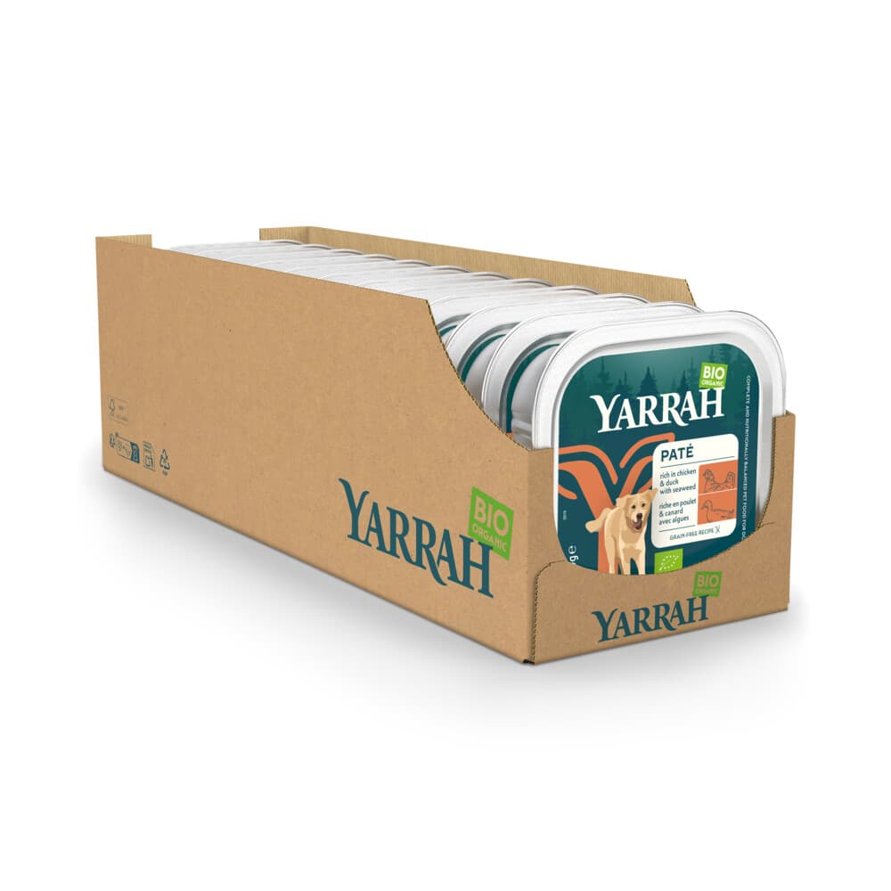 12x Yarrah Bio Alu Paté Grainfree Hondenvoer Nat Kip&Eend 150 gr