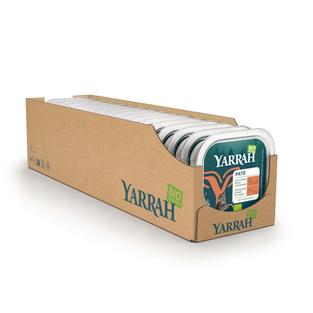 16x Yarrah Bio Alu Paté Grainfree Kattenvoer Nat Kip&Eend 100 gr