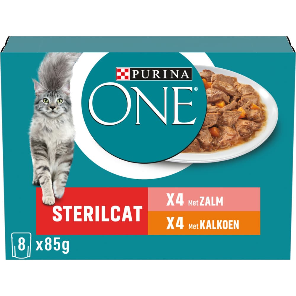 Purina ONE Kattenvoer Nat Adult Sterilcat Kalkoen&Zalm 8 x 85 gr