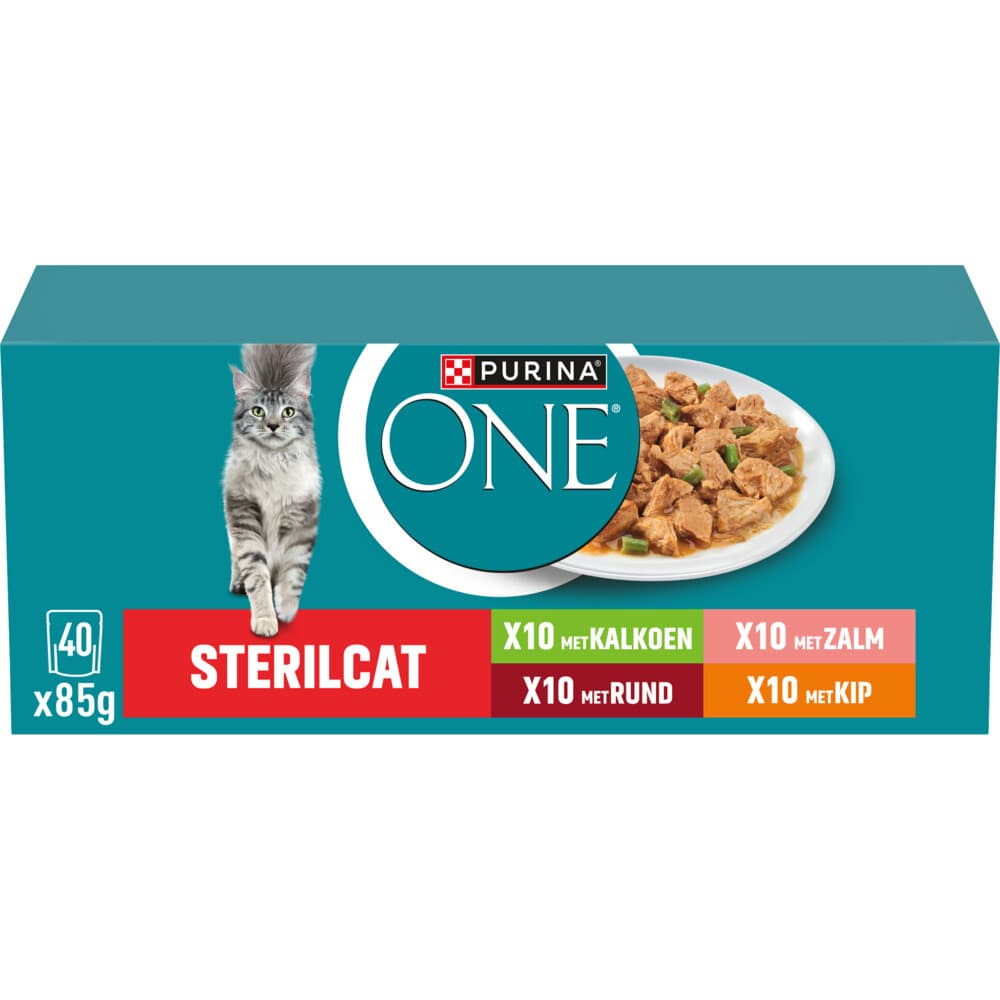 Purina ONE Kattenvoer Nat Adult Sterilcat Rund&Kalkoen&Kip&Zalm 40 x 85 gr