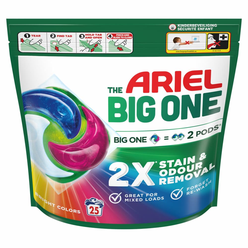 2+1 gratis: Ariel 3in1 Wasmiddel Pods The Big One Color 25 stuks