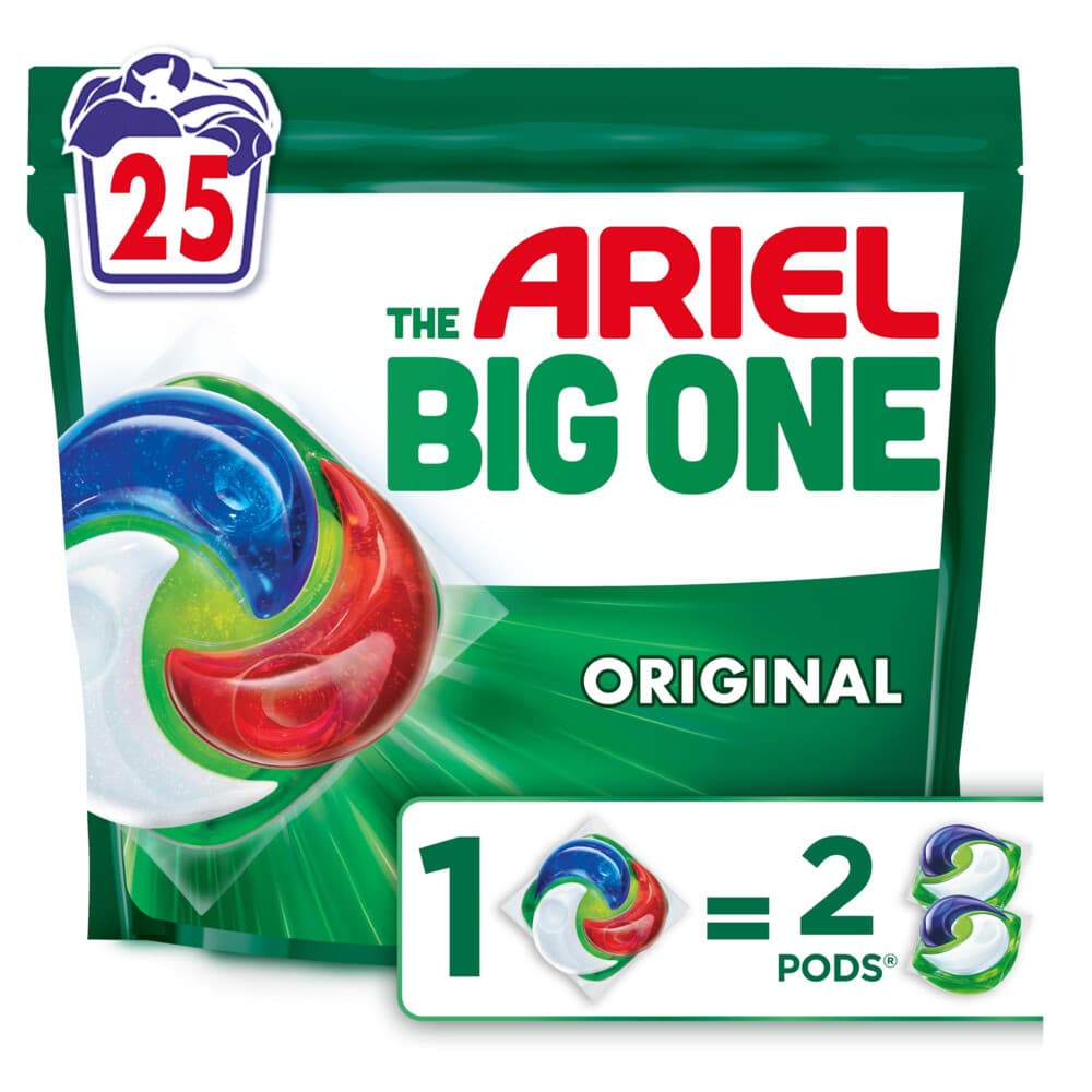 1+2 gratis: Ariel 3in1 Wasmiddel Pods The Big One Original 25 stuks