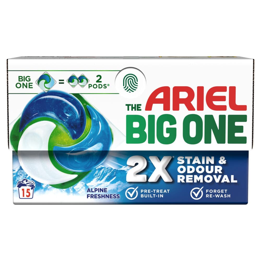 4x Ariel 3in1 Wasmiddel Pods The Big One Alpine 15 stuks