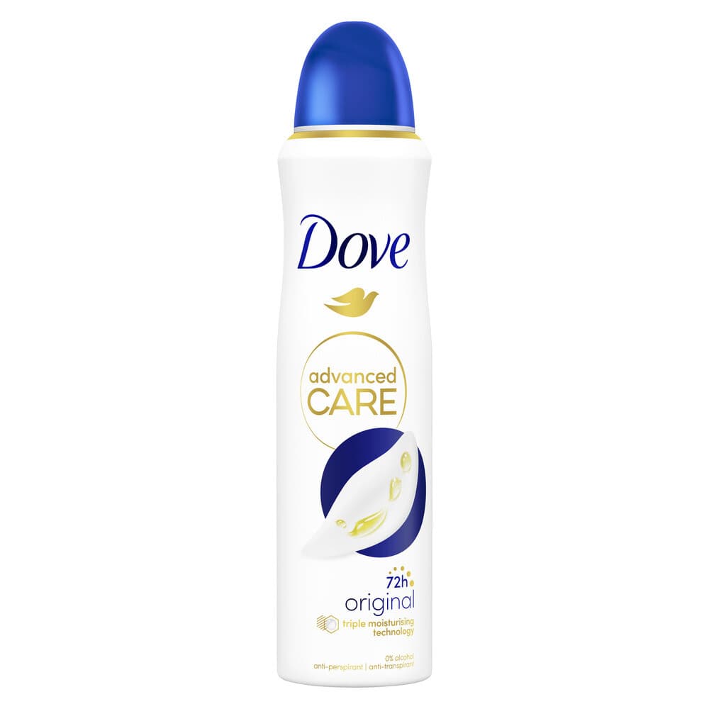 2+1 gratis: Dove Deodorant Spray Advanced Care Orginal 150 ml