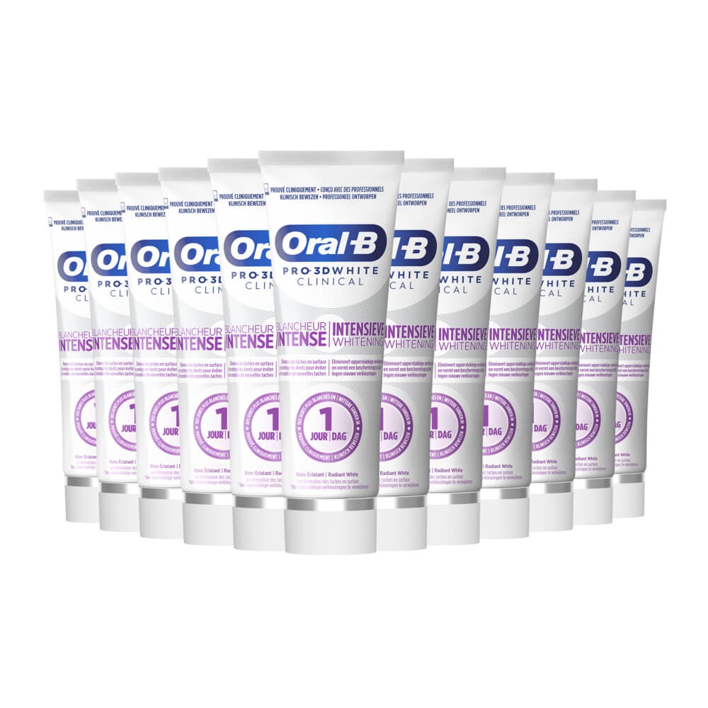 2+2 gratis: 12x Oral-B Tandpasta Pro 3D White Clinical Radiant White 75 ml