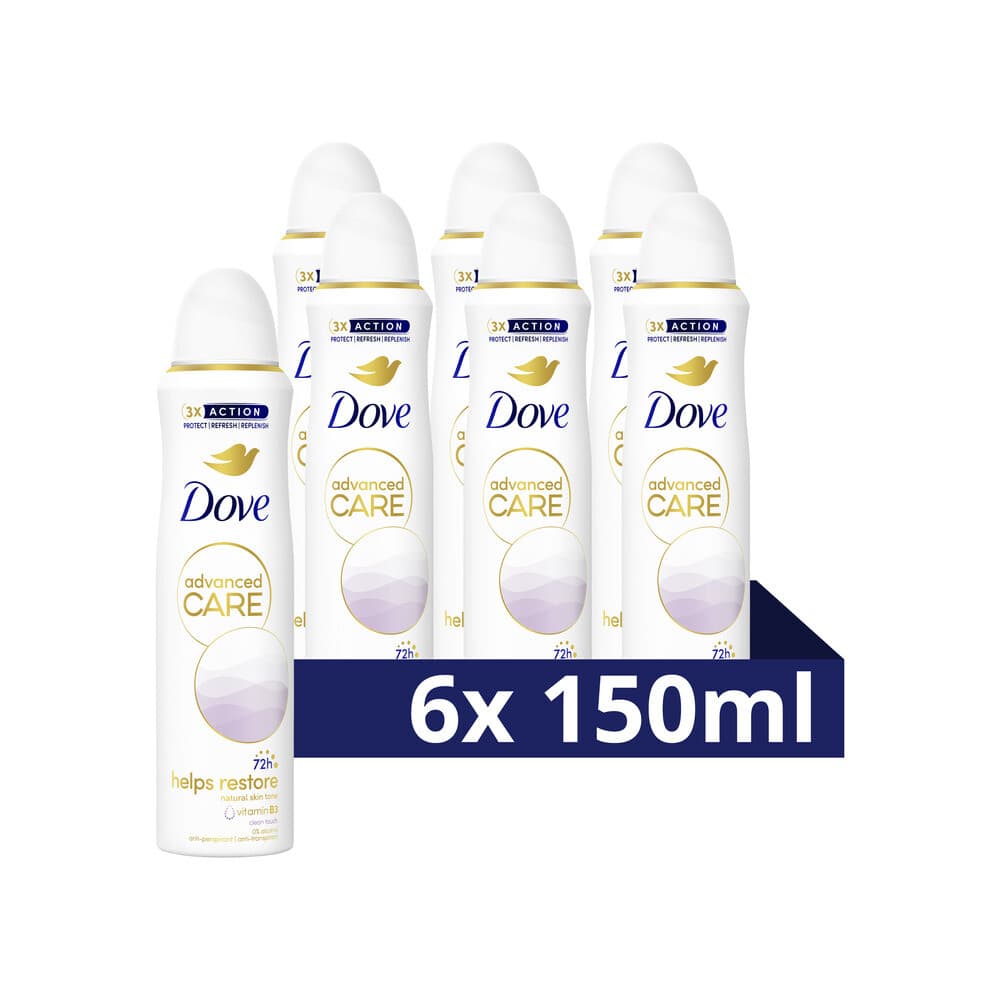 6x Dove Deodorant Spray Advanced Care Clean Touch 150 ml