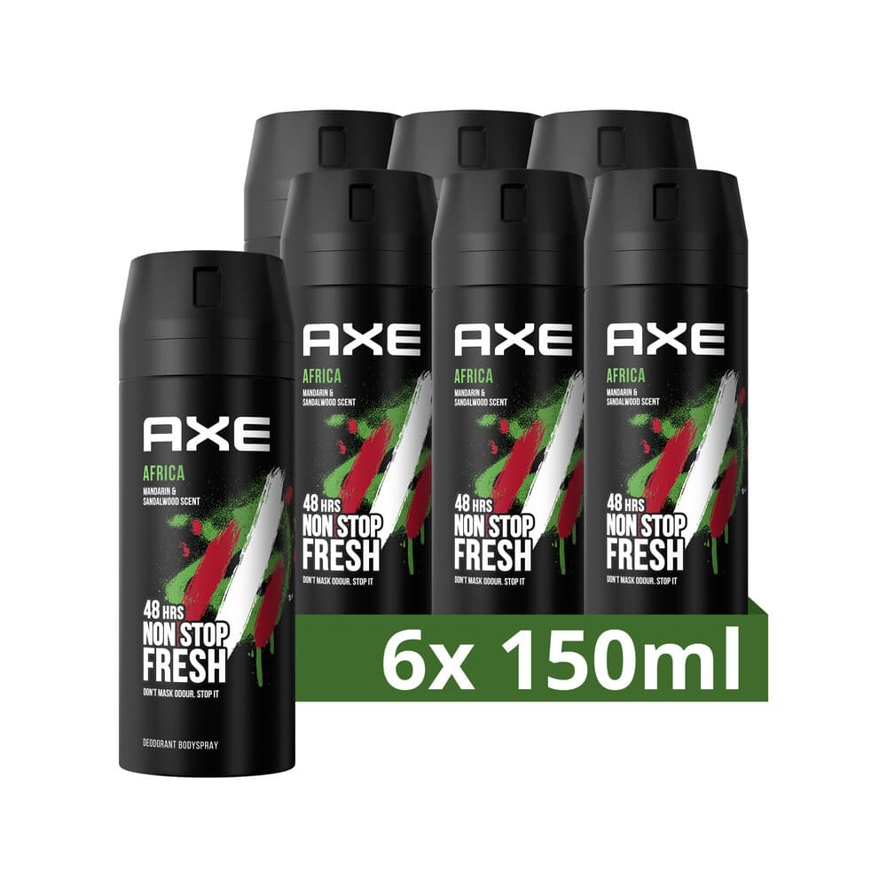 6x Axe Deodorant Bodyspray Africa 150 ml