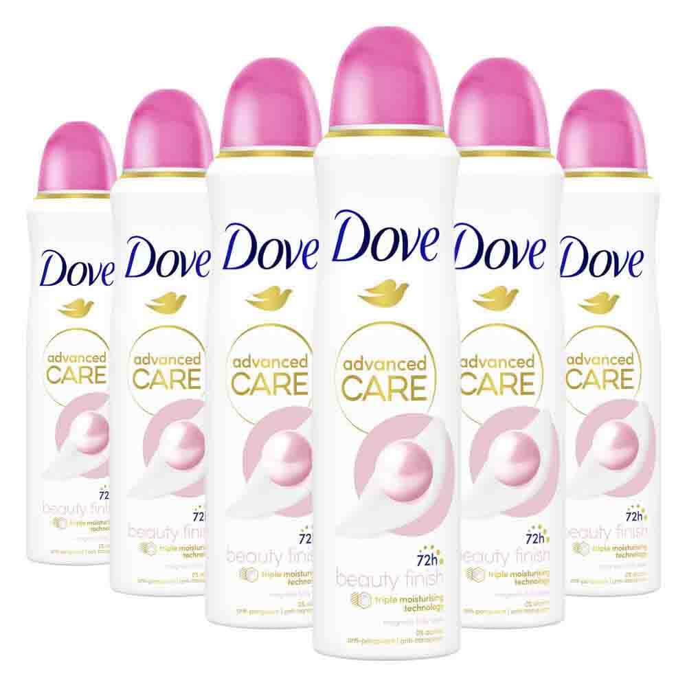 6x Dove Deodorant Spray Advanced Care Beauty Finish 150 ml