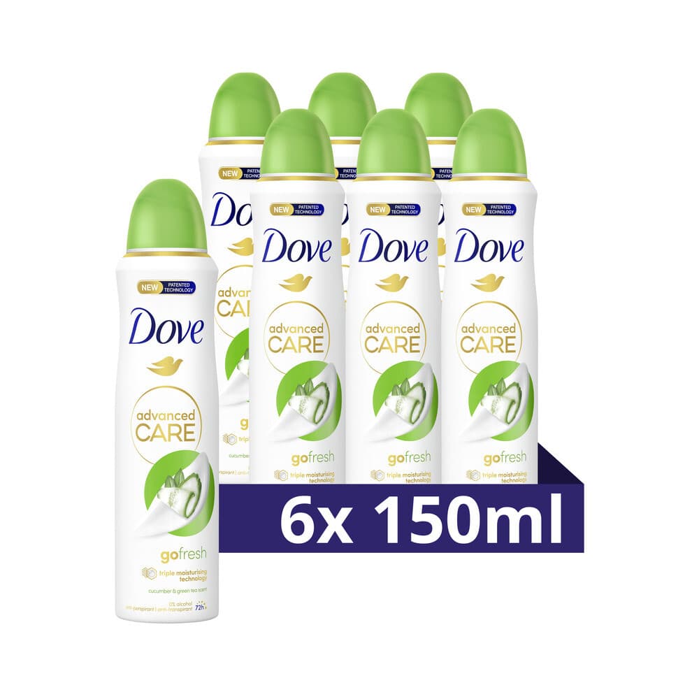 6x Dove Deodorant Spray Advanced Care Cucumber&Green Tea 150 ml