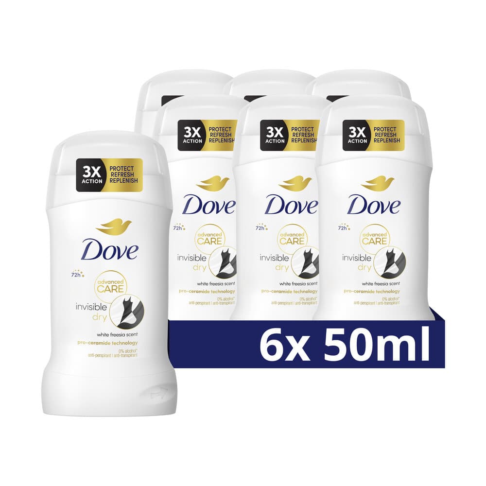 6x Dove Deodorant Stick Invisible Dry 50 ml