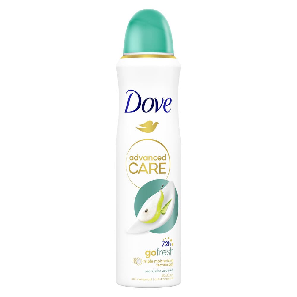 2+1 gratis: Dove Deodorant Spray Advanced Care Peer&Aloe Vera 150 ml