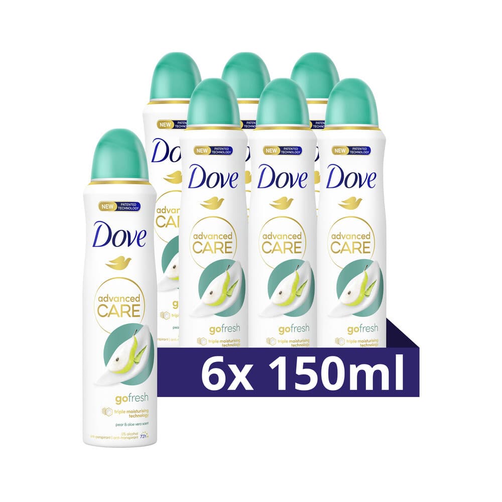 6x Dove Deodorant Spray Advanced Care Peer&Aloe Vera 150 ml