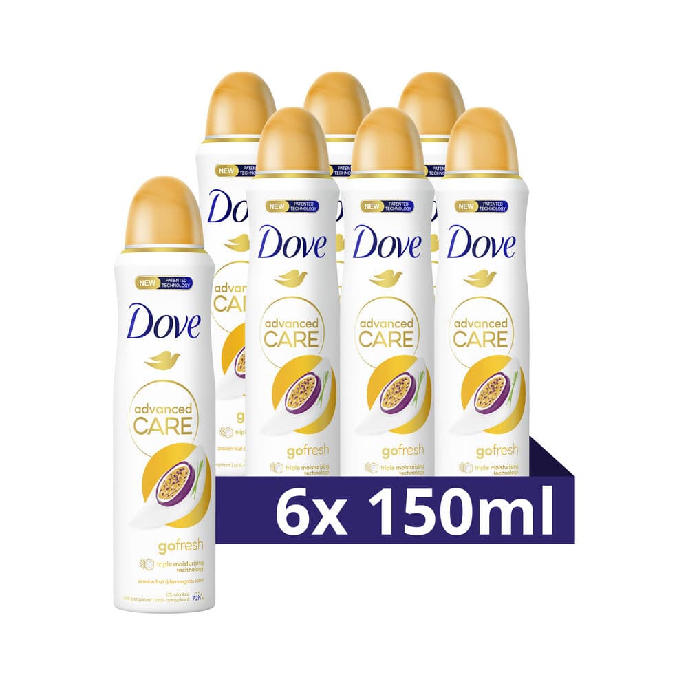 6x Dove Deodorant Spray Advanced Care Passievrucht&Citroengras 150 ml