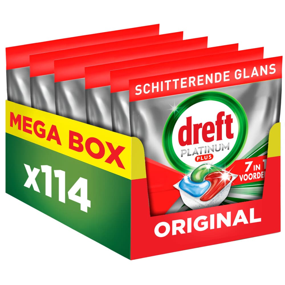 6x Dreft Vaatwastabletten Platinum Plus All In One 19 stuks