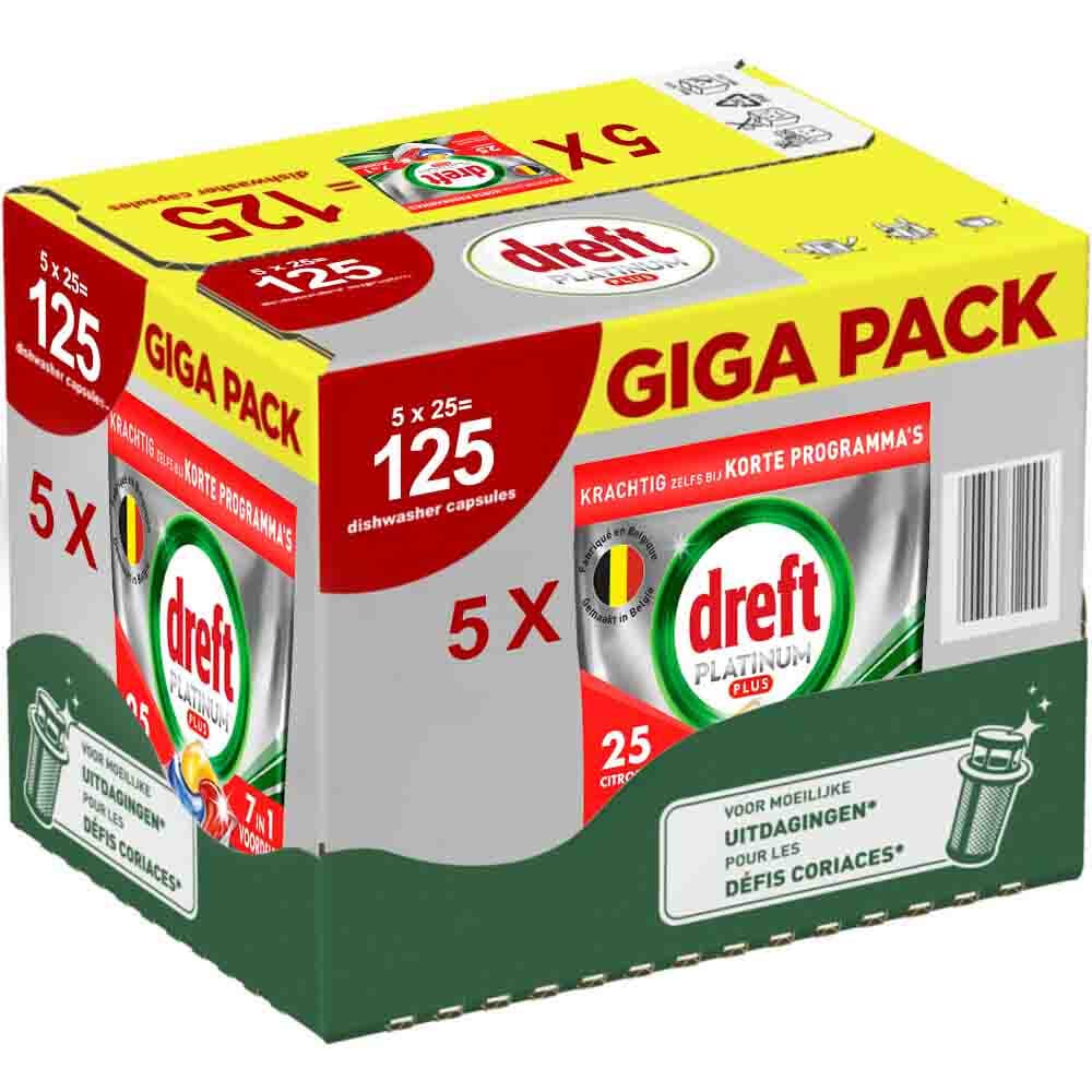 5x Dreft Vaatwastabletten Platinum Plus All In One Citroen 25 stuks