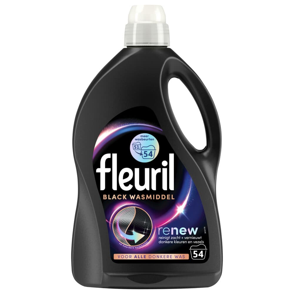 2+1 gratis: Fleuril Wasmiddel 54 wasbeurten Black 2,430 liter