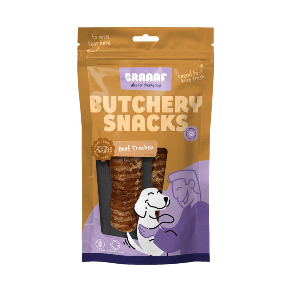 Braaaf Hondensnack Butchery Beef Trachea 85 gr