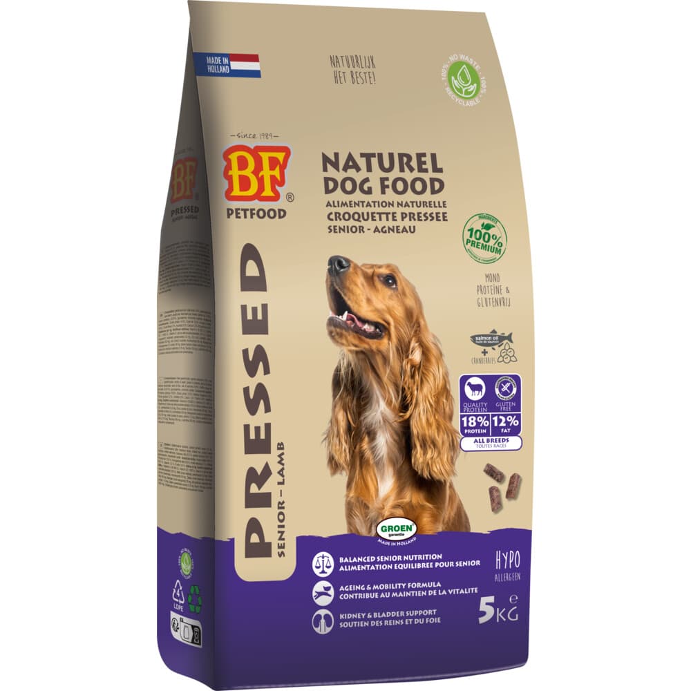 4x BF Petfood Geperst Hondenvoer Senior 5 kg